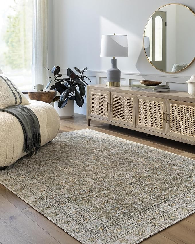 x Becki Owens Darling Updated Traditional Washable Area Rug, 7'7" x 9'6", Olive | Amazon (US)