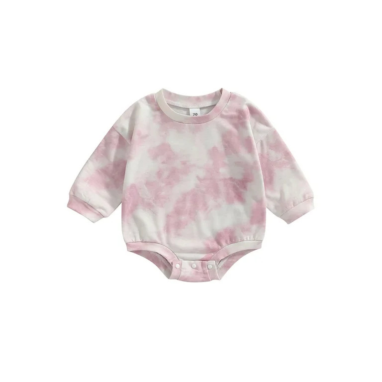 Tie Dye Baby Sweatshirt Romper Boy Girl Oversized Crewneck Onesie Long Sleeve Sweater Tops Cute I... | Walmart (US)
