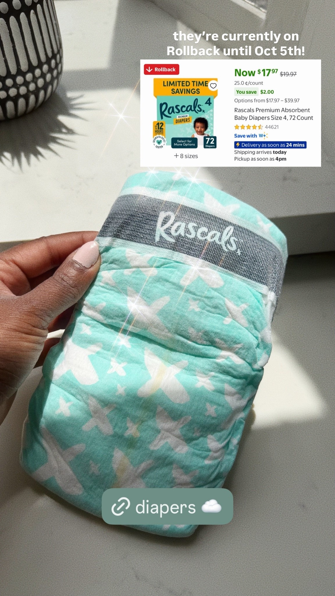 Rascals Diapers are on Rollback (sale) until Oct 5th at @Walmart 🤍☁️ 

They make some of the softest and comfiest diapers! Def worth checking out while you can save $

#LTKmomlife #LTKBaby #LTKKids