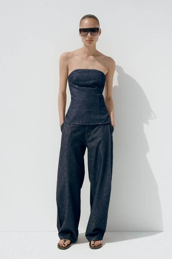 TRF DENIM BANDEAU TOP | Zara US