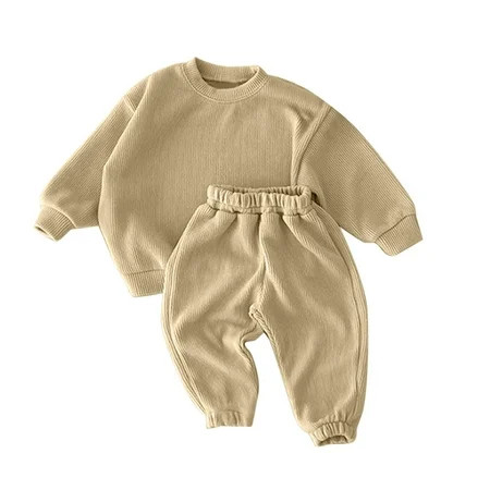 Newborn infant Baby Girls Baby Outfit Boy Boys Autumn Solid Cotton Baby Boy Sweatsuit Long Sleeve Long Pants infant Set Outfits Clothes | Walmart (US)