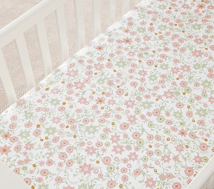 Julia Berolzheimer Floral Organic Crib Fitted Sheet | Pottery Barn Kids