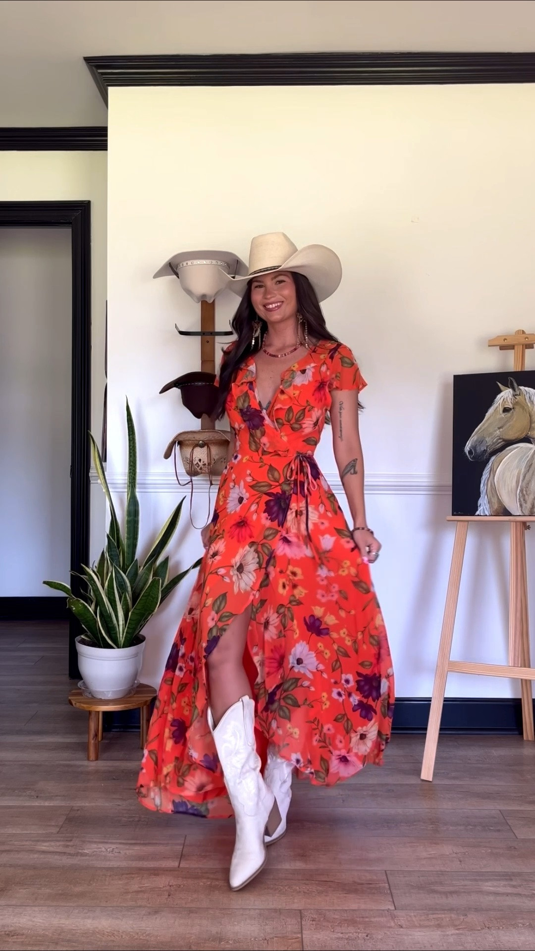 My beautiful vibrant orange floral wrap dress is now 40% off with code LORILYNN40. Such an easy and comfortable dress to just throw on & go! Looks pretty with heels as well. Wearing xs

#LTKootd #LTKgrwm #LTKSaleAlert