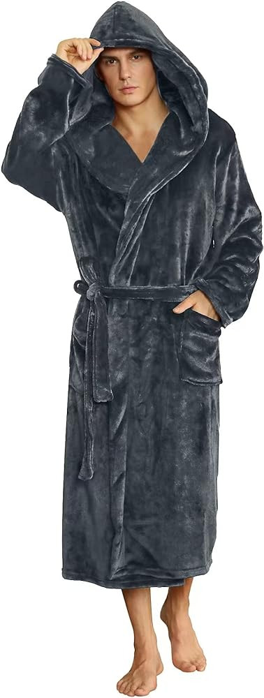 U2SKIIN Mens Hooded Robe, Plush Robes for Men Long Fleece Bathrobe | Amazon (US)