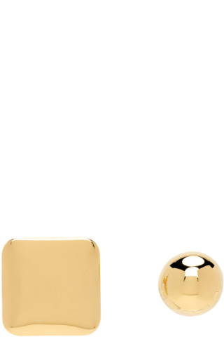 Gold Les Sculptures 'Les rond carré' Earrings | SSENSE