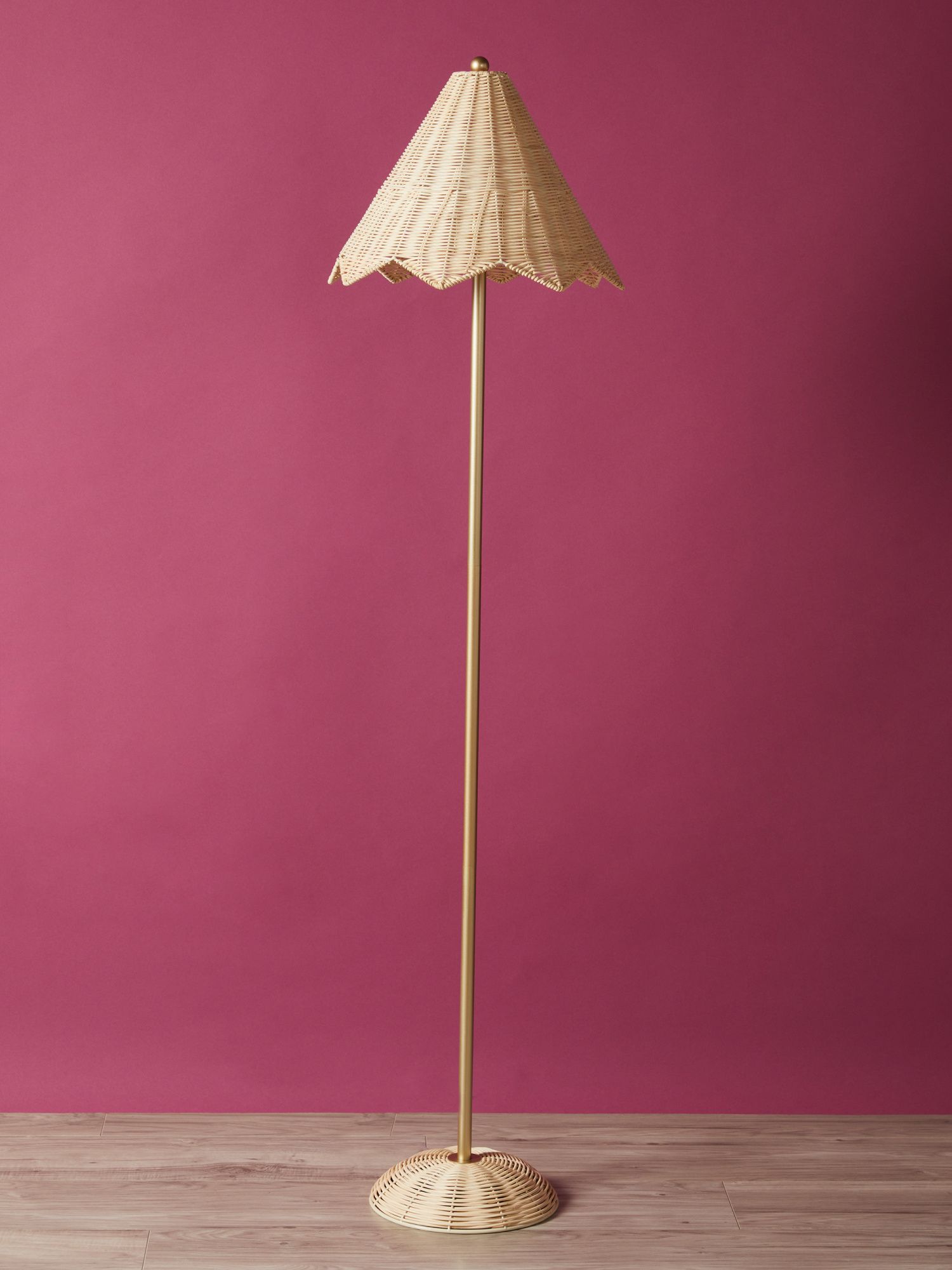 62in Scalloped Shade Rattan Floor Lamp | HomeGoods