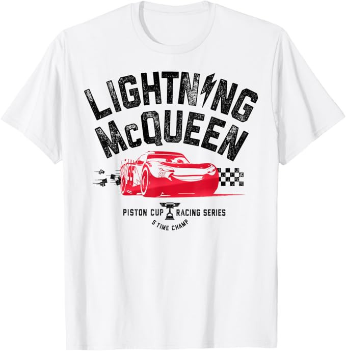 Disney Pixar Cars 3 Lightning McQueen Piston Cup Vintage T-Shirt | Amazon (US)