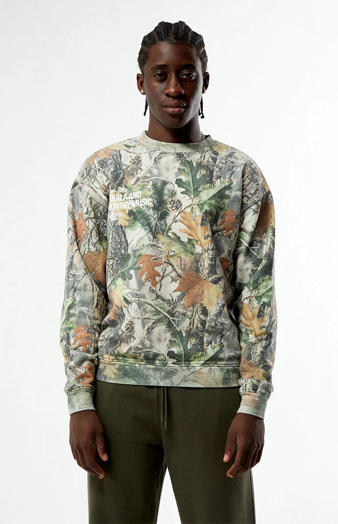 Los Sundays Men's Camo Tequila Country Music Crew Neck Sweatshirt in Camouflage - Size Medium | PacSun
