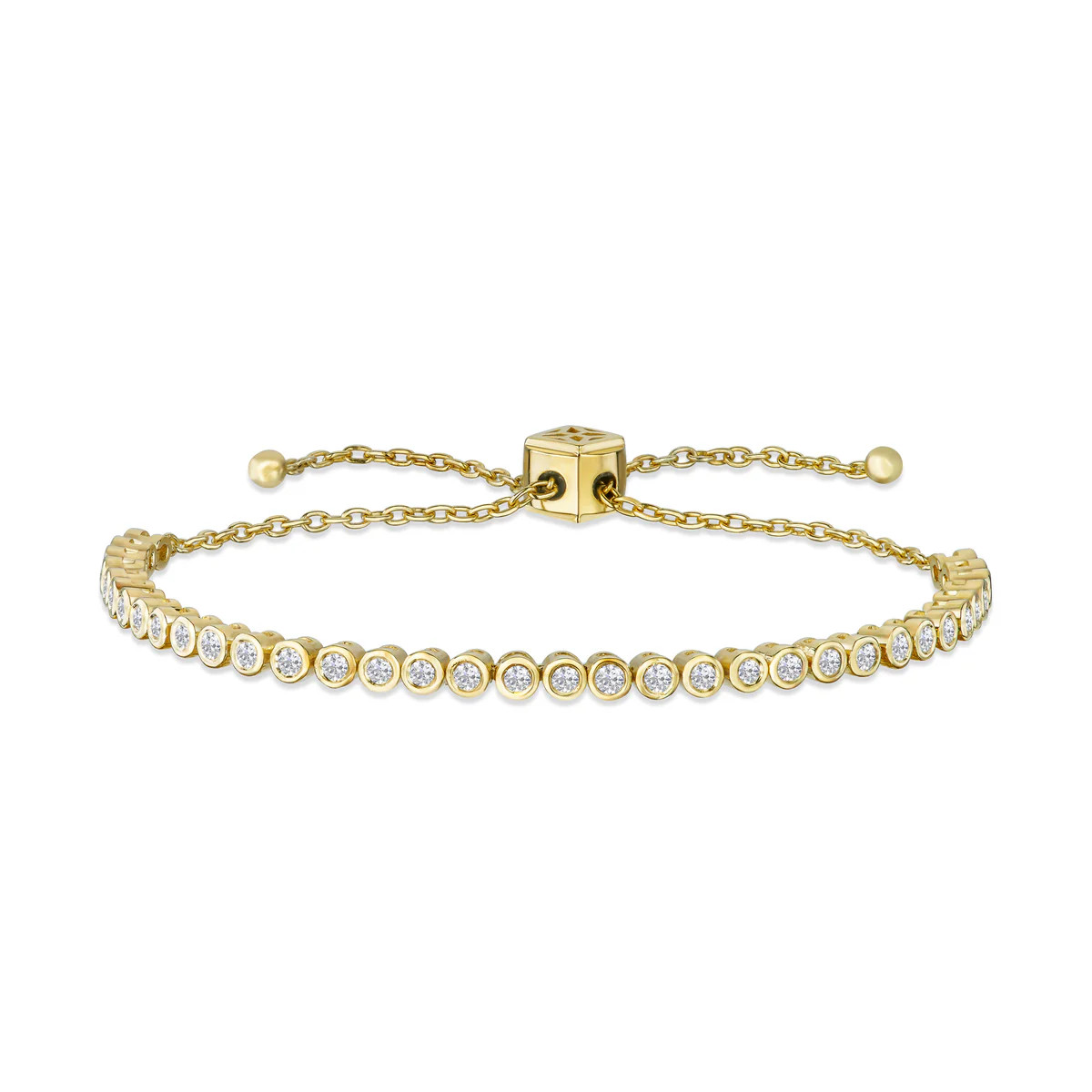 Adjustable Rubover Lab Diamond Tennis Bracelet Tennis Bracelet 0.50ct in 18K Gold Vermeil | The Diamond Store