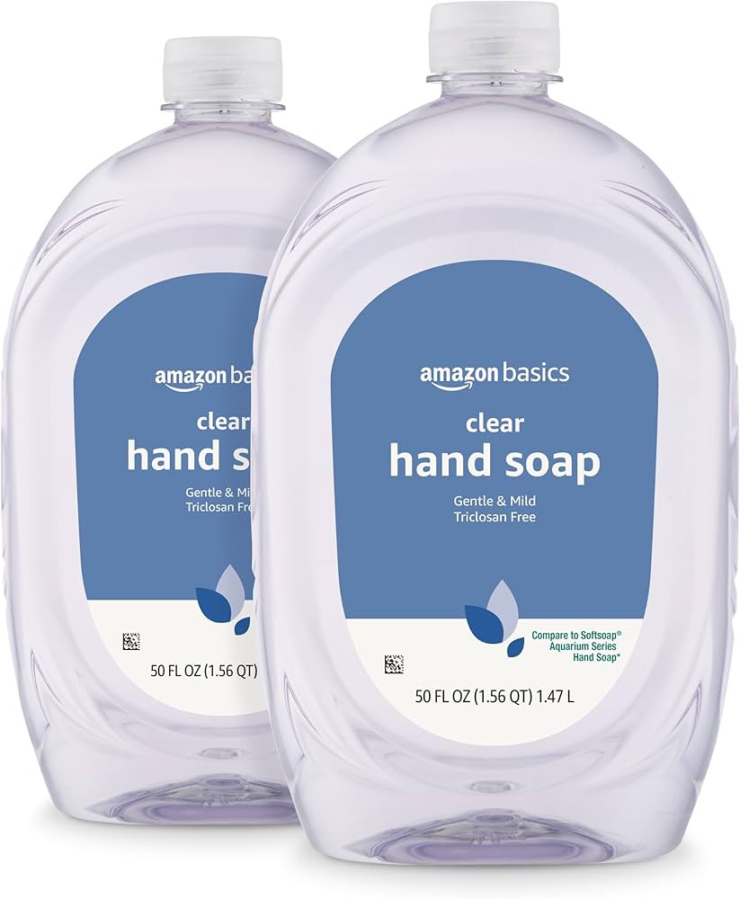 Amazon Basics Gentle & Mild Clear Liquid Hand Soap Refill, Triclosan-Free, 50 Fl Oz (Pack of 2) (... | Amazon (US)