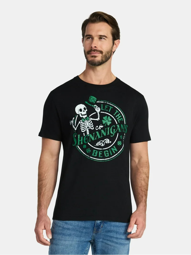 St. Patrick's Day Men's Graphic Tee Shenanigans from Way to Celebrate, Sizes XS-5XL | Walmart (US)