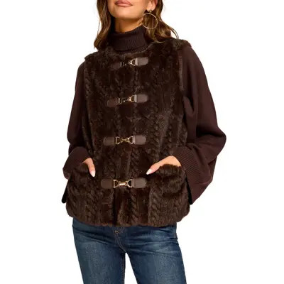 Ramy Brook Minnie Faux Fur Vest in Heritage Brown at Nordstrom, Size Medium | Nordstrom