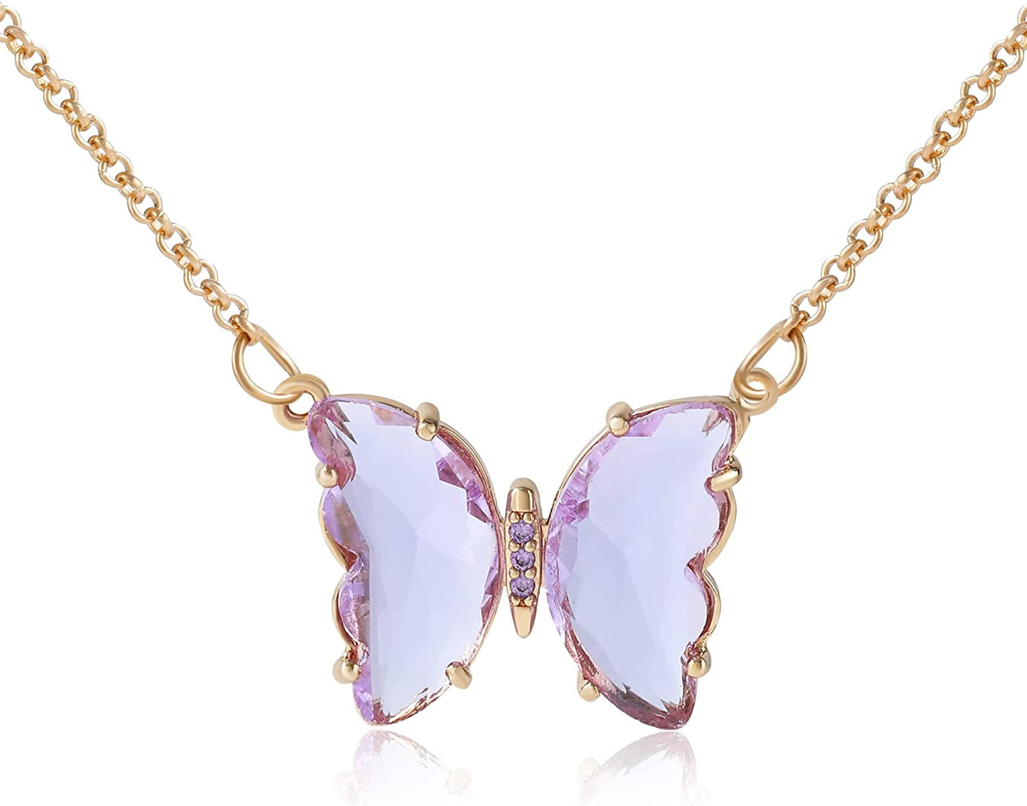 MISS RIGHT Butterfly Y2K Jewelry Birthstone Necklaces and Sterling Silver Stud Earrings for Women... | Amazon (US)