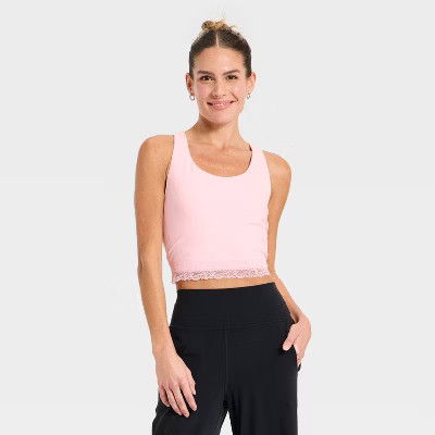 Women's Everyday Soft Lace Trim Racerback Tank Top - All In Motion™ | Target