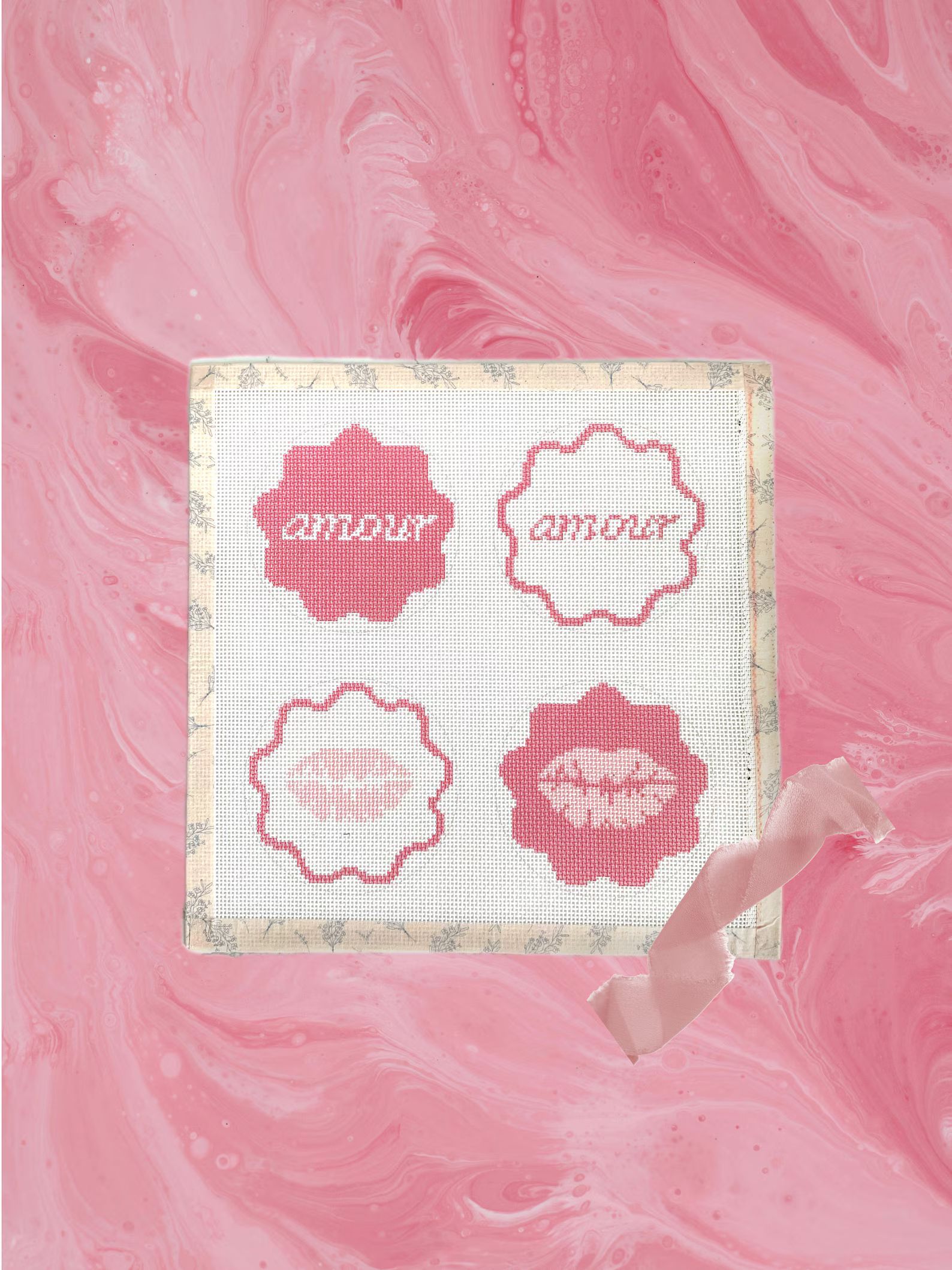 Amour Coaster Set Needlepoint Canvas | Etsy (US)