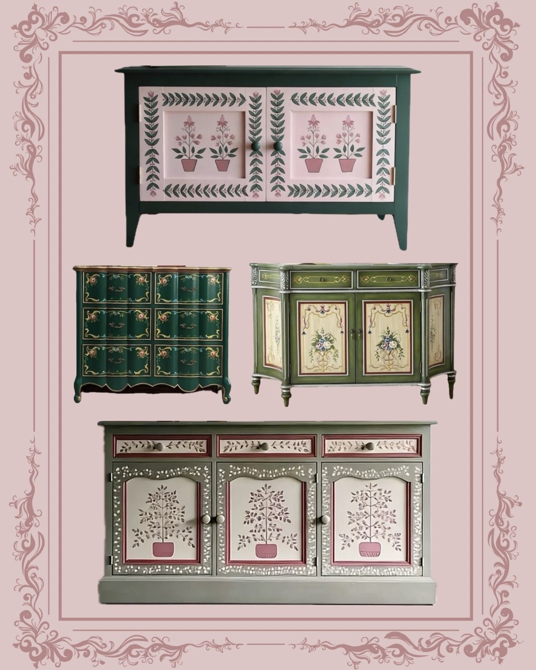 Nothing adds charm to a space quite like painted furniture. I’m sharing some beautiful folk art style sideboards & dressers that will make you feel like you’re living in the English countryside 🖼️

#paintedfurniture #folkart #englishcountry #folkartfurniture #painteddresser

#LTKHome #LTKKids #LTKmomlife