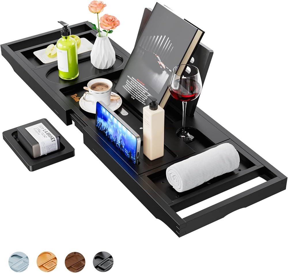 Yirilan Bath Tray, Foldable Bathtub Caddy, Adjustable Premium Bamboo Bathroom Tray for Tub, for H... | Amazon (US)