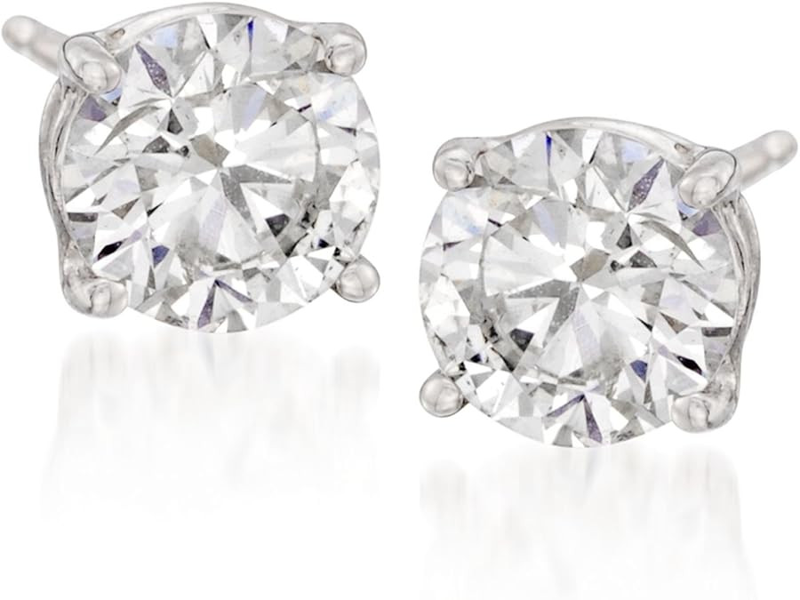Ross-Simons Round CZ Stud Earrings in 14kt White Gold | Amazon (US)