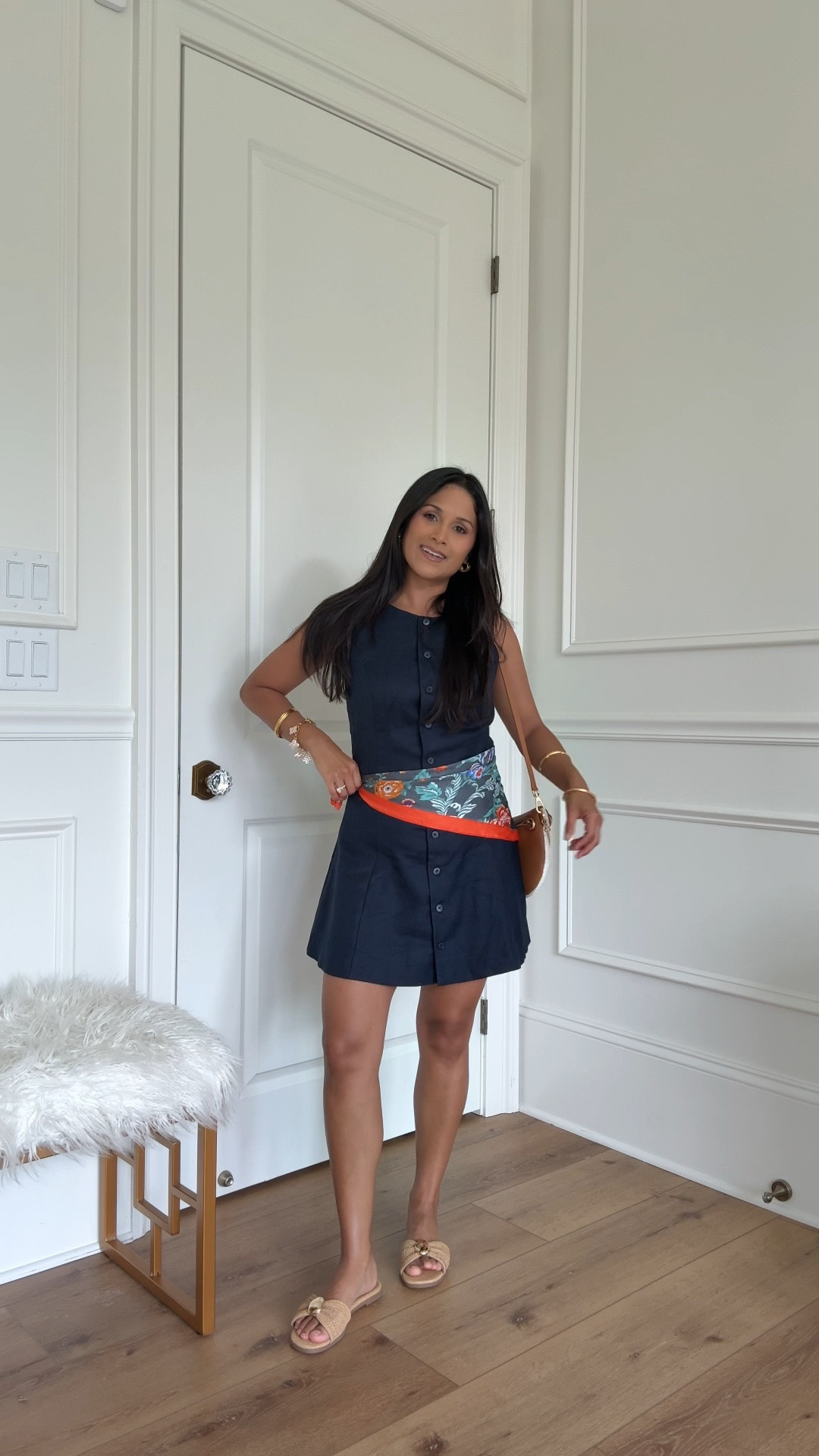 Obsessed with all the linen dresses at @Aritzia right now! This one is so chic and elevated. I wore it to a graduation party. #aritzia #scarf #sandals