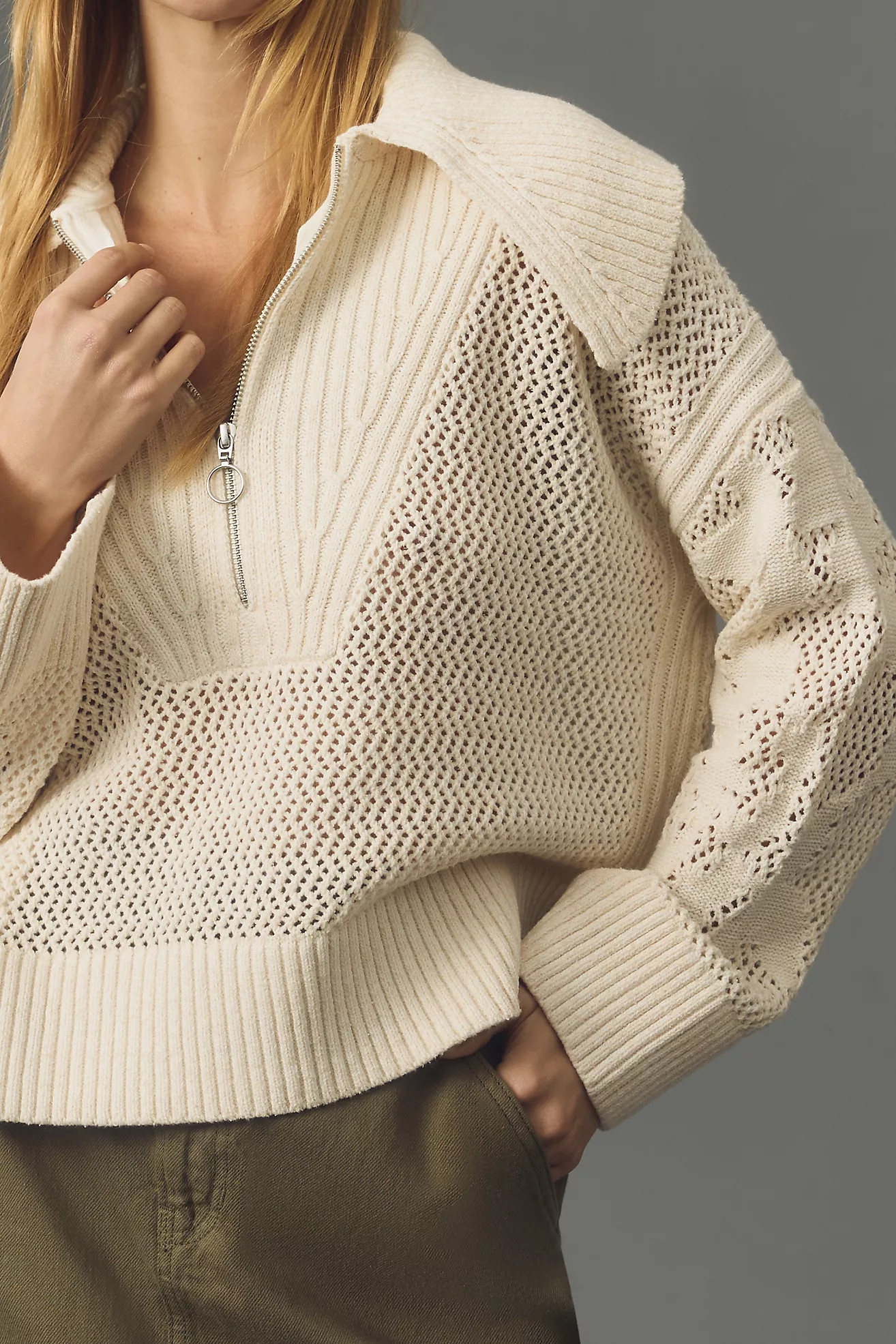 Daily Practice by Anthropologie Half-Zip Oversized Pullover Sweater | Anthropologie (US)