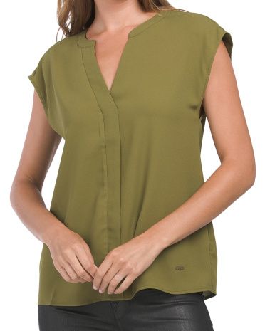 Placket Crepe Blouse | TJ Maxx