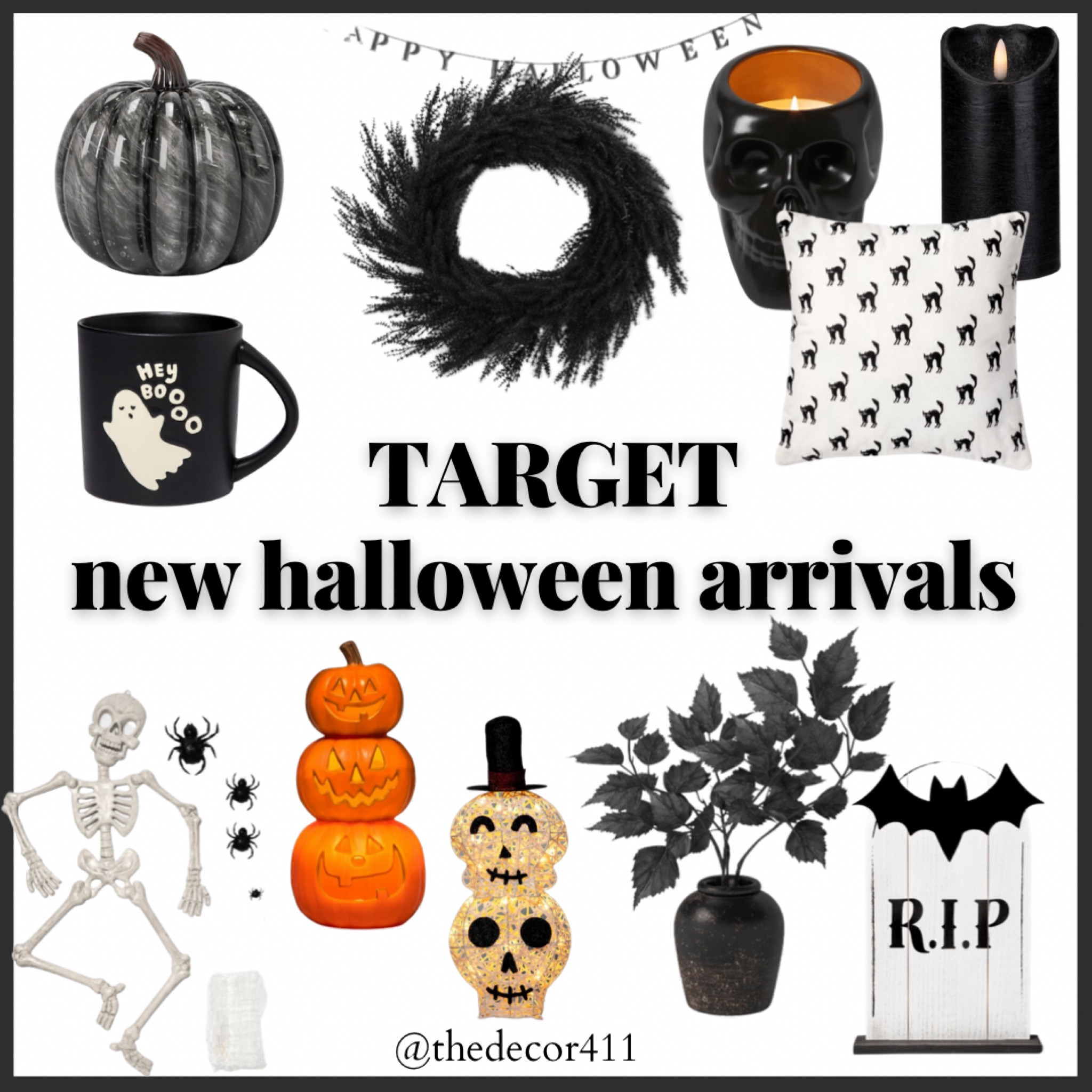 Target new Halloween arrivals 
Halloween home decor 
Black pumpkins, black wreath, skeletons, Skelton candle, Skelton, bats, black floral arrangement, Halloween home decor, Halloween throw pillows, pumpkins, Halloween coffee mugs, Halloween wreath, black flowers

#LTKSeasonal #LTKunder50 #LTKhome