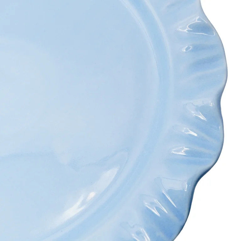 Ruffled-Edged Stoneware Plates, Blue, 10.75", 4 Count, by My Texas House | Walmart (US)