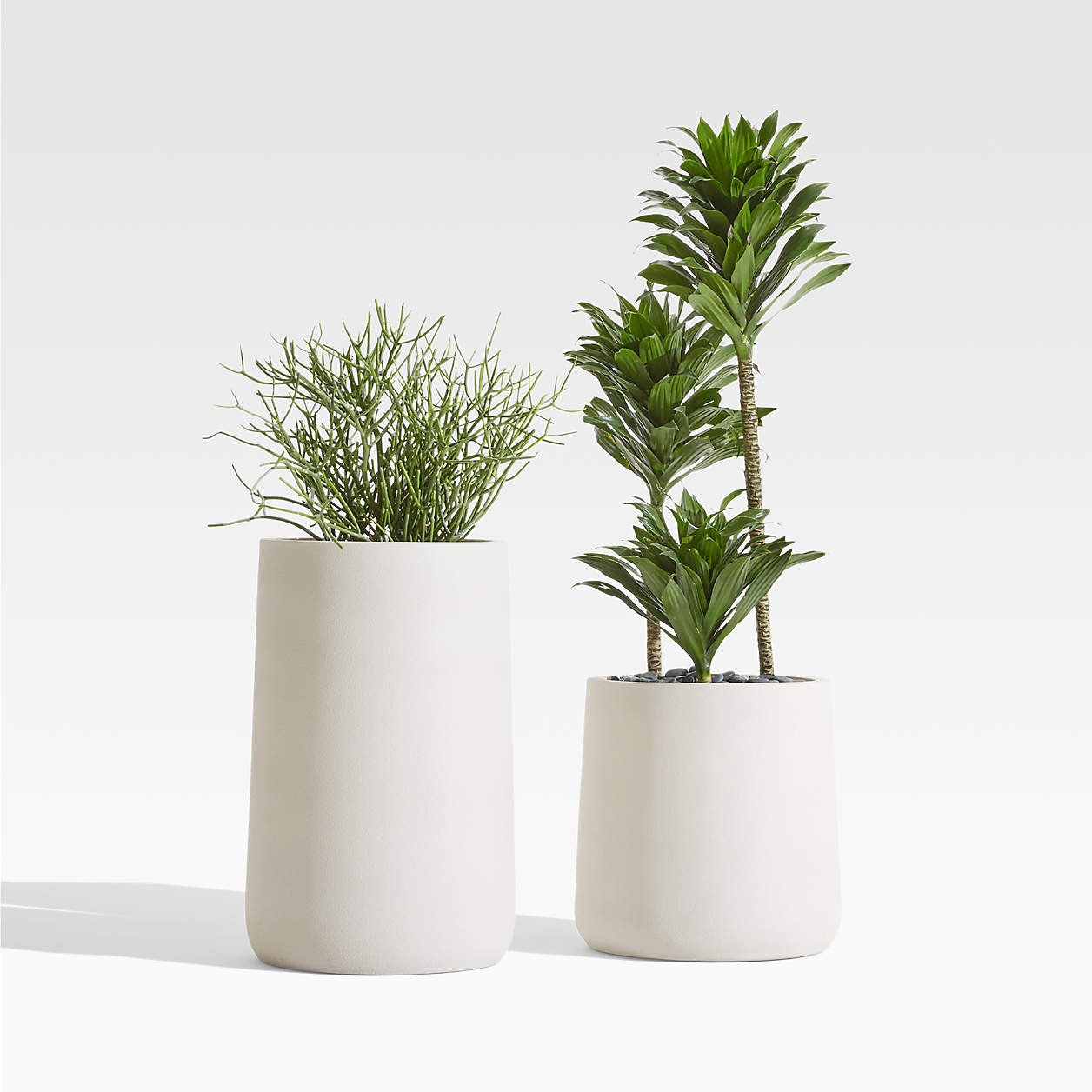 Saabira Taupe 15.5" Tall Indoor/Outdoor Planter + Reviews | Crate & Barrel | Crate & Barrel