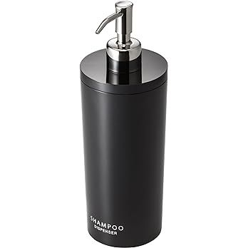 Yamazaki 2929 Tower Shampoo Dispenser Contemporary Bottle Pump for Shower, Round, Black & Silver | Amazon (US)