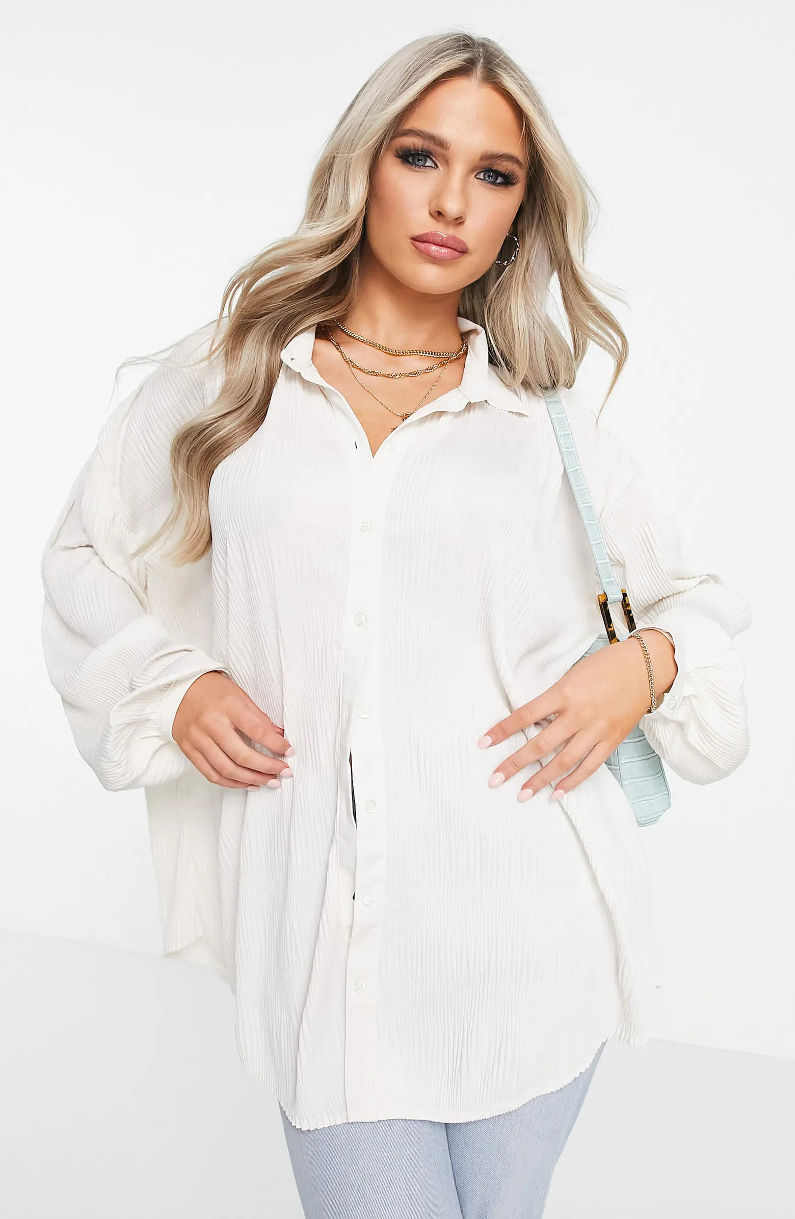 Oversize Plissé Button-Up Shirt | Nordstrom