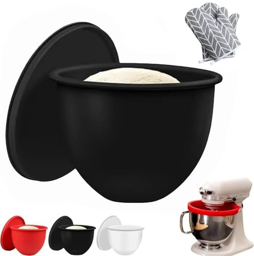 1PCS Silicone Mixing Bowl Liner with Lid, Tailor-made for the 5 Qt KitchenAid Mixers,Enhancing Your Baking Experience without the Need for Additional Bowls(Black)(with Oven mitts) | Amazon (US)