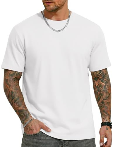COOFANDY White T Shirts for Men Casual Short Sleeve Tee Shirts Mens Cotton T Shirts | Amazon (US)