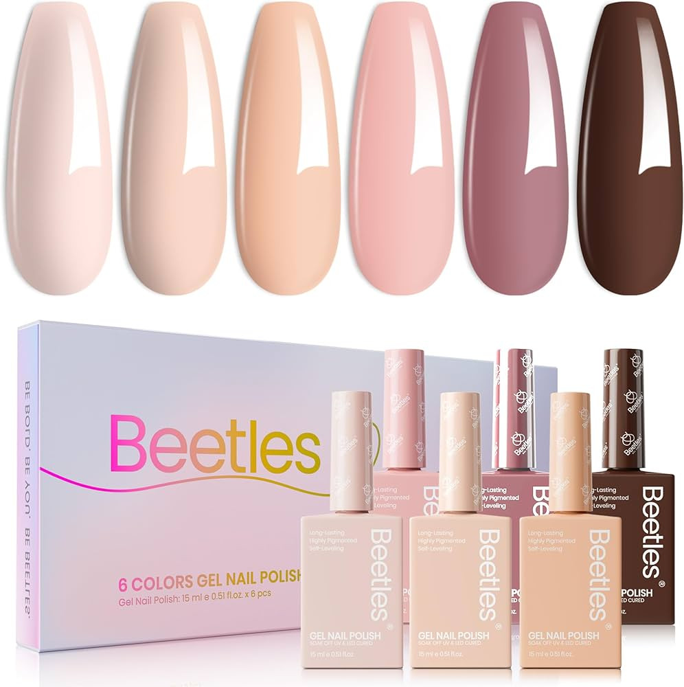Beetles Neutral Gel Nail Polish Set - 0.51OZ Spring Gel Polish 6 Colors Nude Light Skin Dark Brow... | Amazon (US)