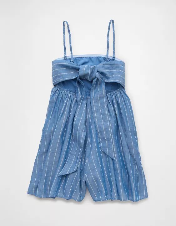 AE Strapless Tie Back Babydoll Romper | American Eagle Outfitters (US & CA)