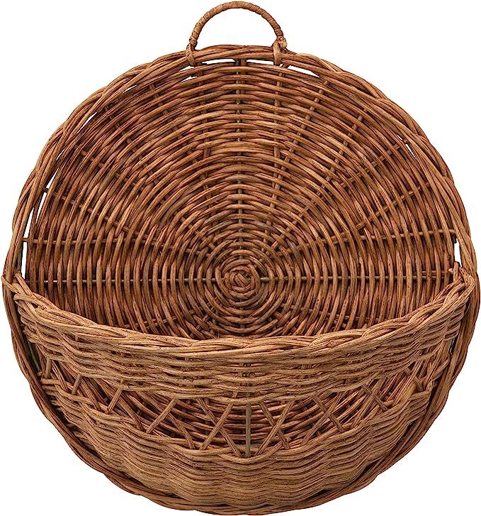 Creative Co-op Hand-Woven Rattan Wall Baskets, Natural | Amazon (US)