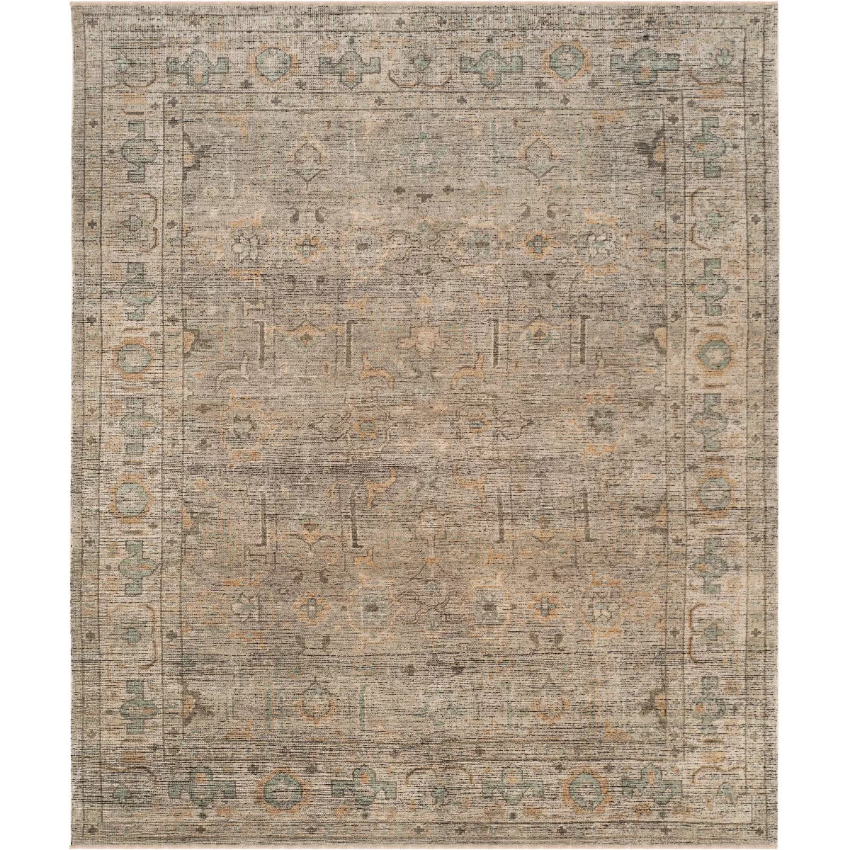 Izmir IZM188 Hand Knotted Wool Area Rug - Linen/Dusty Teal- 6' X 9' - Safavieh | Target