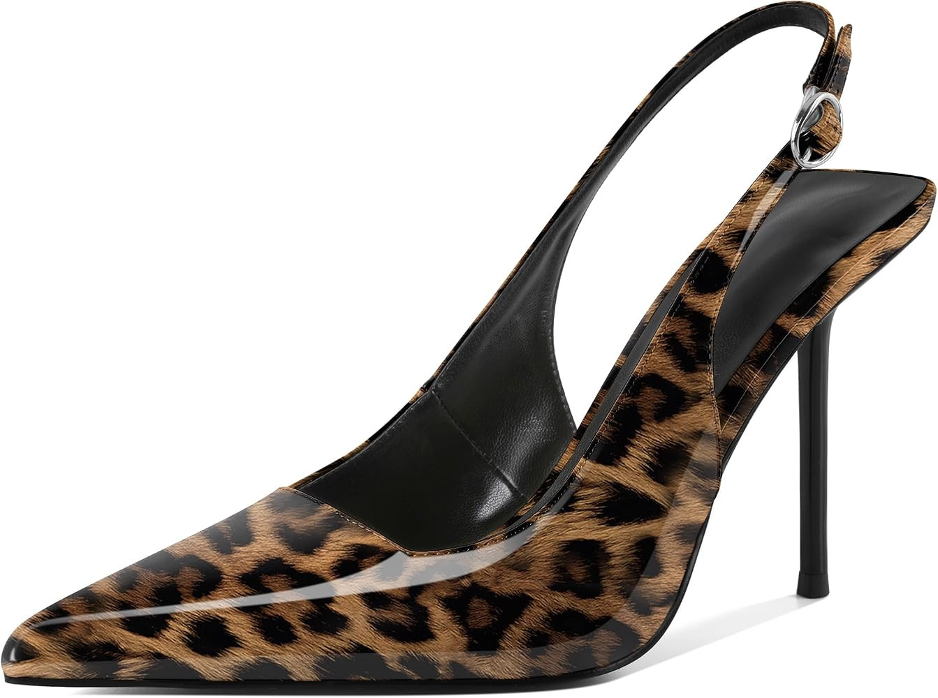 Zamikoo Slingback Heels for Women Pointed Toe Slip On Stilettos High Heel Pumps Shoes 4 Inches | Amazon (US)