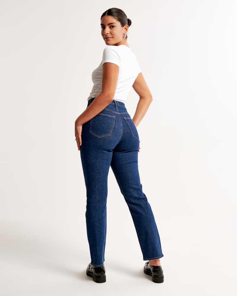 Curve Love Ultra High Rise Ankle Straight Jean | Abercrombie & Fitch (US)