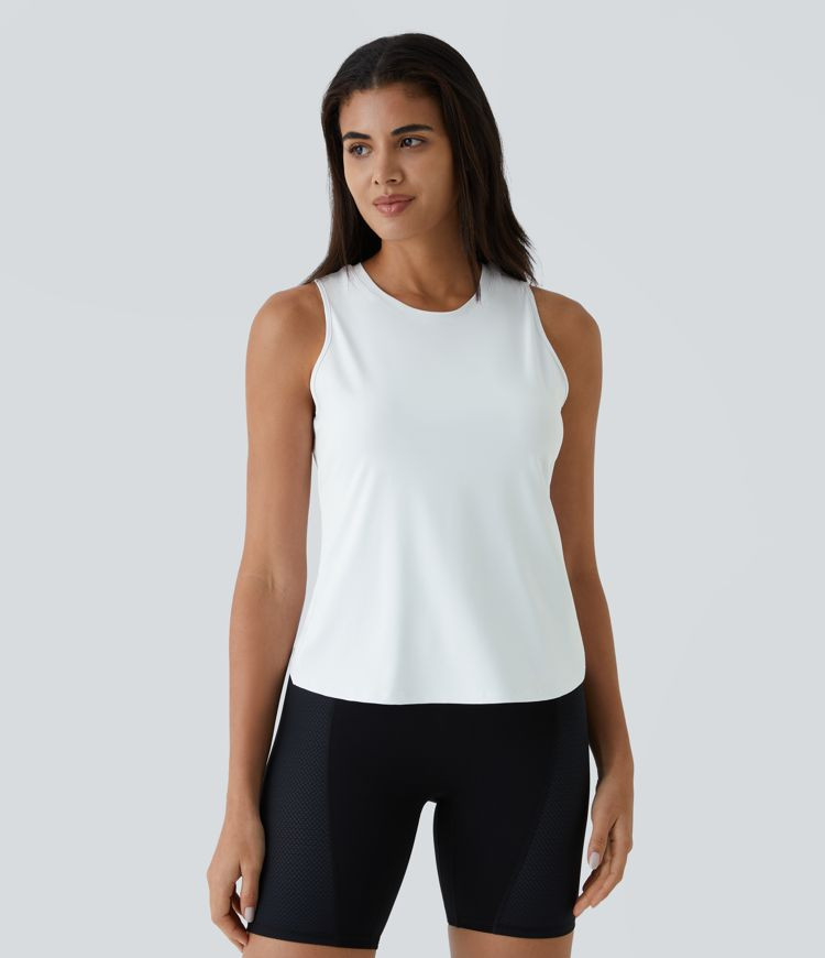 Women’s Cut Out Crossover Hem Solid Yoga Tank Top - Halara | Halara UK