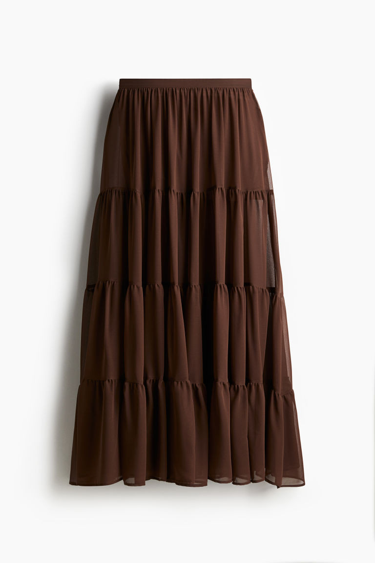Jupe maxi à étages - Marron foncé - FEMME | H&M FR | H&M (FR, IT, ES, PT, BE)