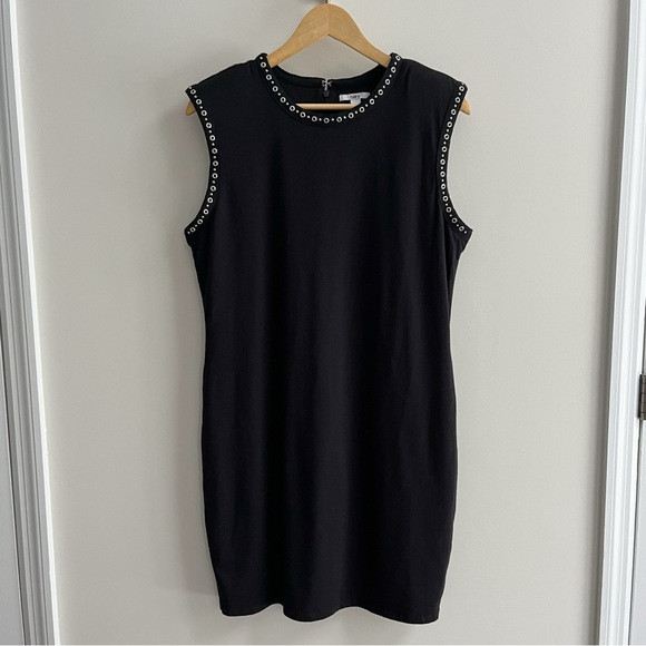 [bar iii] embellished grommet trim knit strong shoulder mini dress black L | Poshmark