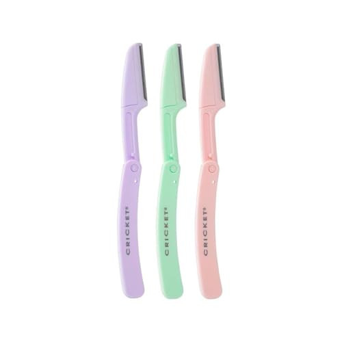 Cricket Pore Perfection Dermablading Razors Dermaplaning Tool for Smooth Skin, Removes Unwanted Facial Hair, Exfoliates, Prevents Breakouts, Enhances Facial Treatments, Foldable, Multicolor, Pack of 3 | Amazon (US)