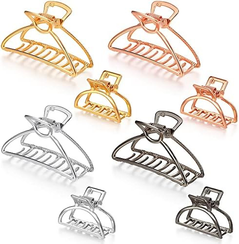 8 Pieces Metal Hair Claw Clips Set, Includes 1.57 Inch Small Non-slip Hair Catch Jaw Clamp, 3 Inch L | Amazon (US)