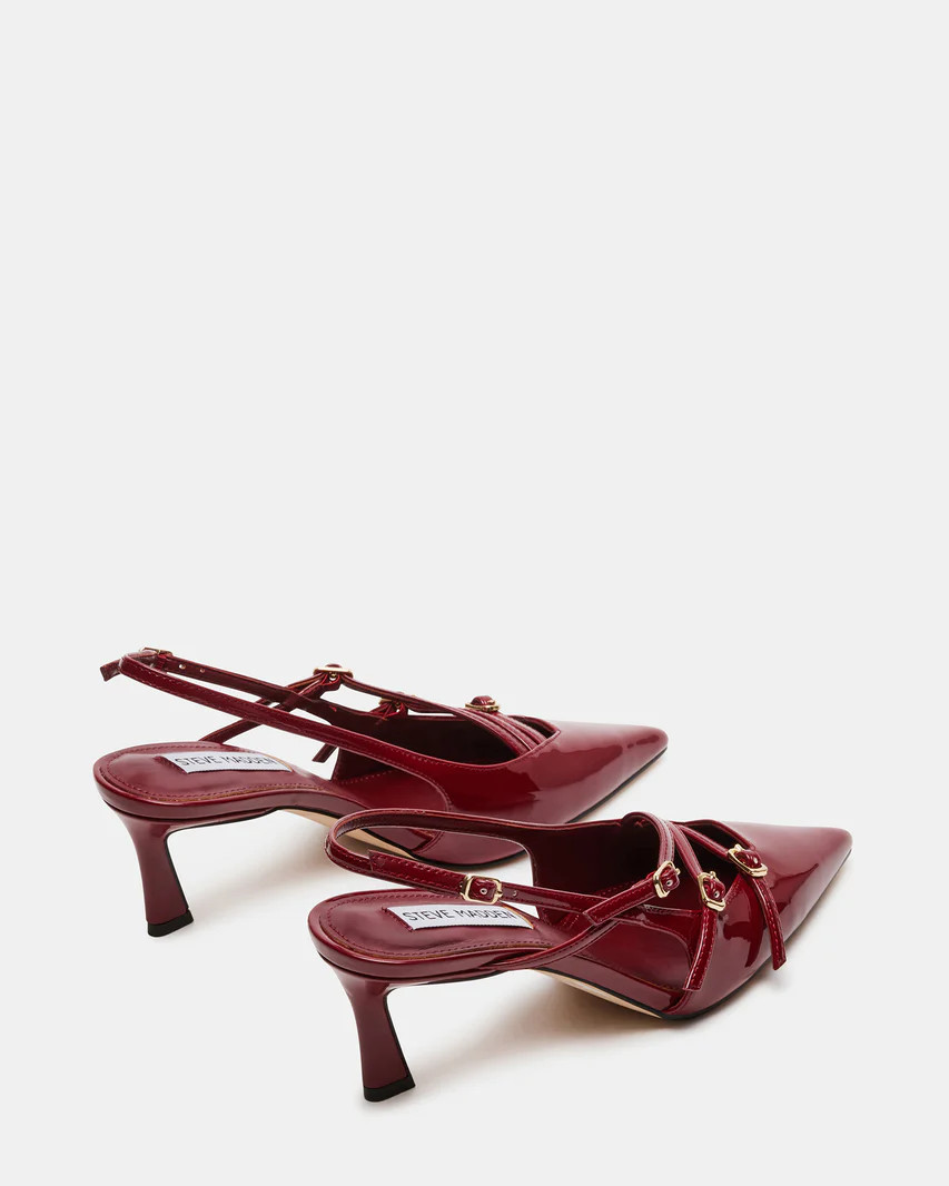 LIANA Wine Patent Slingback Pointed Toe Low Heel | Women's Heels | Steve Madden (US)