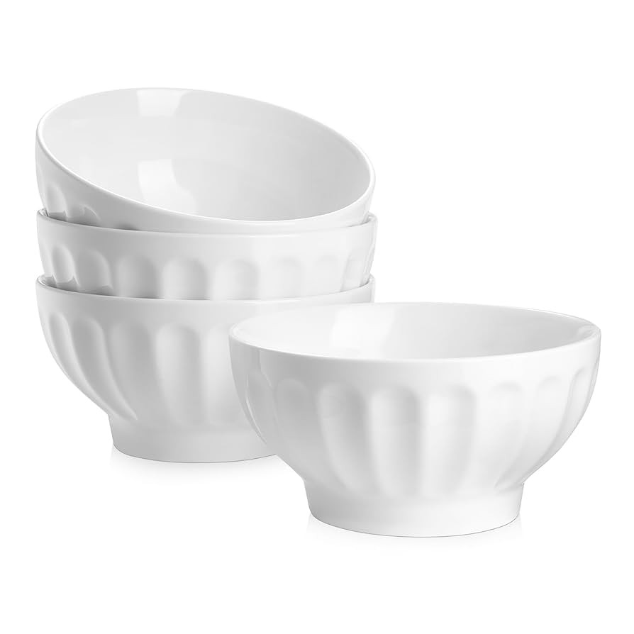 32 OZ Ceramic Soup/Cereal Bowls - White Bowls Set of 4 -Round Bowls for Cereal, Soup, Ice Cream, ... | Amazon (US)