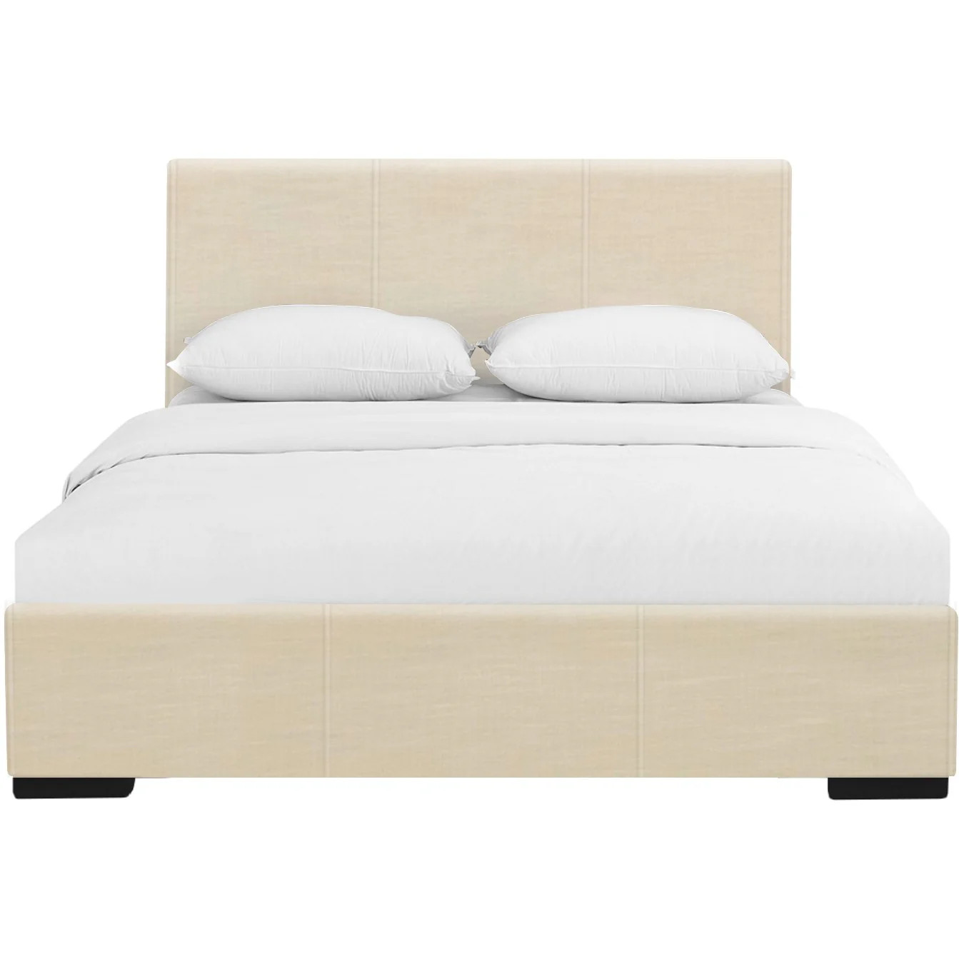 Beige Upholstered King Platform Bed | Shop Simon