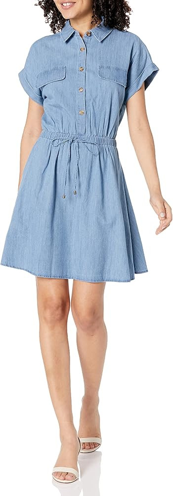 Tommy Hilfiger Women's Chambray Tie Waist Shirt Dress, Light Benson, 14 at Amazon Women’s Cloth... | Amazon (US)
