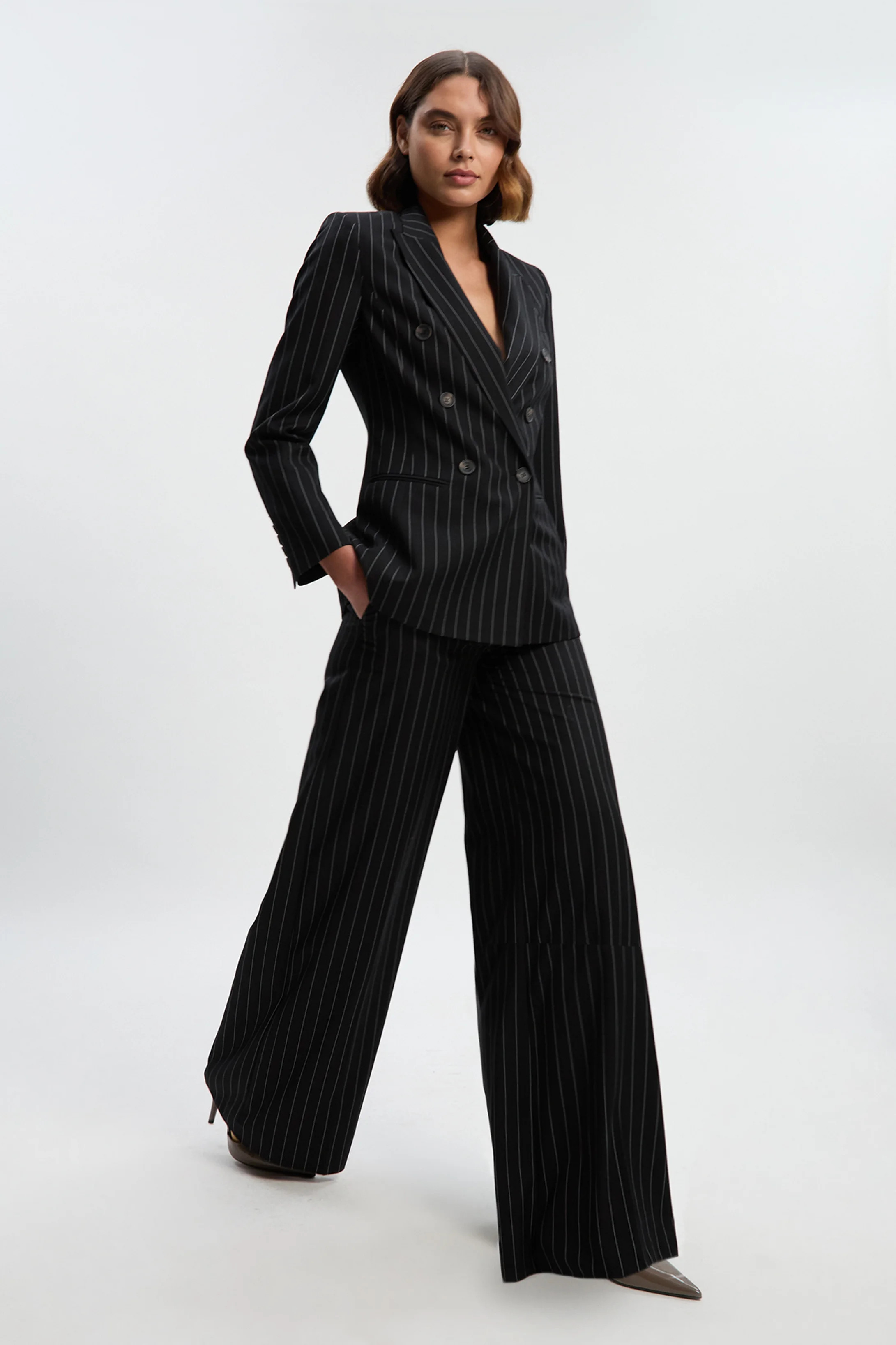 Tall  Pinstripe Wide Leg Tailored Trouser | Karen Millen UK + IE + DE + NL