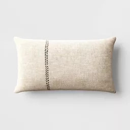Oversized Stitched Lumbar Throw Pillow Neutral: Cotton-Linen Blend, Indoor - Threshold™ | Target