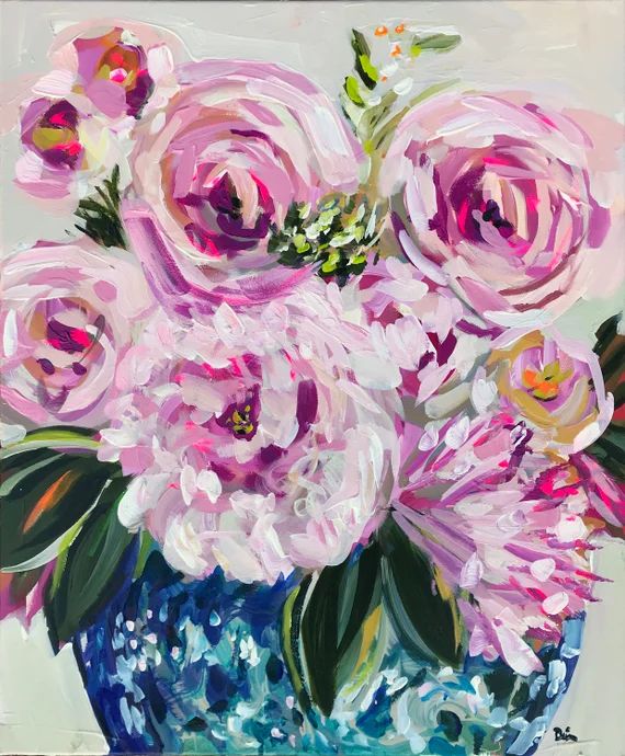 Abstract Flowers Art PRINT on PAPER or CANVAS, roses abstract, peonies art, "Central Floral Co" | Etsy (US)